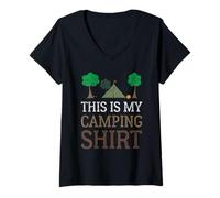 Womens This Is My Camping Shirt Outdoor Nature Camper Camping V-Neck T-Shirt