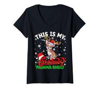 Womens This is My Chihuahua Dog Ugly Christmas Pajama Sweater V-Neck T-Shirt