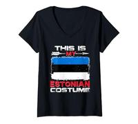 Womens This Is My Estonian Costume Estonia V-Neck T-Shirt