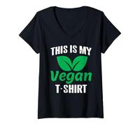 Womens This is My Funny Green Vegan Lifestyle Plant Based Statement V-Neck T-Shirt