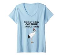 Women's This is My Human Costume I Am Really A Crane V-Neck T-Shirt