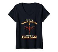 Womens This is my Human Costume I am really a Dragon V-Neck T-Shirt