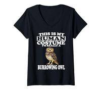 Womens This is My Human Costume I'm A Burrowing Owl Birds V-Neck T-Shirt