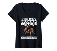 Womens This Is My Human Costume I'm A Mexican Red Knee Tarantula V-Neck T-Shirt