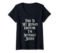 Womens This is My Human Costume I'm Actually Satan V-Neck T-Shirt