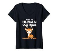 Women's This is My Human Costume Im Really A Deer V-Neck T-Shirt