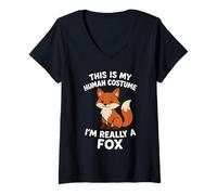 Womens This is My Human Costume I'm Really a Fox V-Neck T-Shirt