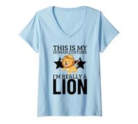 Women's This is My Human Costume I'm Really A Lion V-Neck T-Shirt