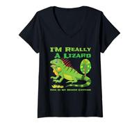 Womens This is My Human Costume I'm Really A Lizard Cute Reptiles V-Neck T-Shirt