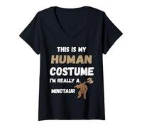 Women's This is My Human Costume I'm Really A Minotaur Minos T-Shirt V-Neck T-Shirt