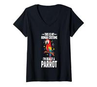 Women's This is My Human Costume I'm Really A Parrot V-Neck T-Shirt