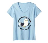 Women's This is My Human Costume I'm Really A Seagull V-Neck T-Shirt