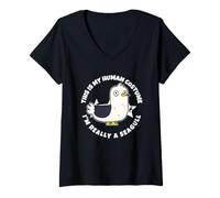 Women's This is My Human Costume I'm Really A Seagull V-Neck T-Shirt