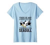 Women's This is My Human Costume I'm Really A Seagull V-Neck T-Shirt