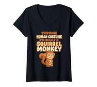 Women's This is My Human Costume Im Really A Squirrel Monkey V-Neck T-Shirt