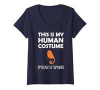 Womens This Is My Human Costume I'm Really A Tamarin V-Neck T-Shirt