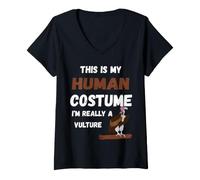 Women's This is My Human Costume I'm Really A Vulture Bird V-Neck T-Shirt