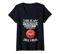 Women's This is My Human Costume I'm Really A Zika Virus V-Neck T-Shirt