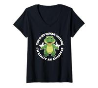 Women's This is My Human Costume I'm Really an Alligator V-Neck T-Shirt