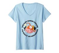 Women's This is My Human Costume I'm Really an Anglerfish V-Neck T-Shirt