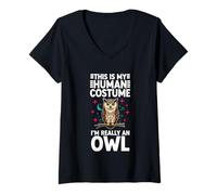 Womens This is My Human Costume I'm Really an Owl V-Neck T-Shirt