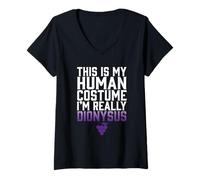 Women's This is My Human Costume Im Really Dionysus V-Neck T-Shirt