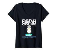 Women's This is My Human Costume Penguin Nursing V-Neck T-Shirt
