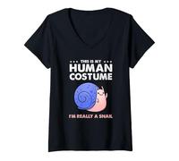 Women's This is My Human Costume Snail Halloween V-Neck T-Shirt