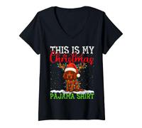 Women's This is My Irish Setter Ugly Christmas Lights Pajama Sweater V-Neck T-Shirt