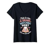 Women's This is My K Drama Watching Shirt Cat Lover V-Neck T-Shirt