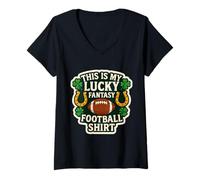 Womens This is My Lucky Fantasy Football V-Neck T-Shirt