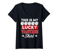 Women's This is My Lucky Yahtzee Game Dice Game Yahtzee V-Neck T-Shirt