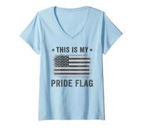 Women's This is My Pride Flag American Flag Patriotic USA Flag V-Neck T-Shirt