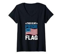 Womens This is My Pride Flag July Celebration Freedom Design V-Neck T-Shirt