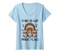 Womens This Is My Pride Flag Native American Roots Indian Day V-Neck T-Shirt