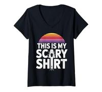 Womens This is My Scary Shirt Halloween Spider Fun Saying V-Neck T-Shirt