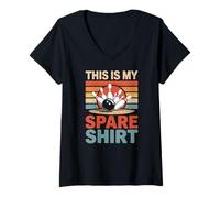 Women's This is My Spare Shirt Funny Bowling Retro V-Neck T-Shirt