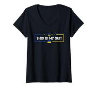 Womens This is My Suit, I'm Not Playing Cards Funny Zelensky V-Neck T-Shirt