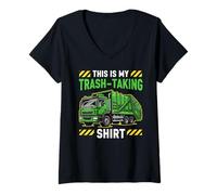 Women's This is My Trash-Taking Recycling Separation Garbage Truck V-Neck T-Shirt