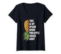 Womens This Is My Upside Down Pineapple Cruise Shirt Swinging Humor V-Neck T-Shirt