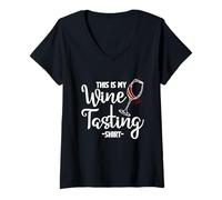 Womens This is My Wine Tasting Shirt Wining Cork Red Vino Drinking V-Neck T-Shirt