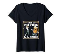 Women's This is No Time to Be Sober -Funny Golfing Golfer Caddy Golf V-Neck T-Shirt