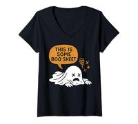 Womens This is Some Boo Sheet - Halloween Ghost Fell Funny V-Neck T-Shirt