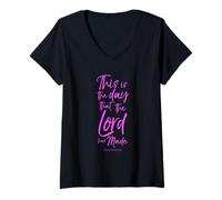 Women's This is The Day The Lord Has Made Psalm 118:24 Scripture God V-Neck T-Shirt