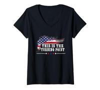 Womens This is The Turning Point American Flag V-Neck T-Shirt