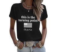 Women's This is The Turning Point Pride T-Shirt American Flag a True Patriot Shirt Crew Neck Casual Memorial (UK, Alpha, 3XL, Regular, Regular, Black)