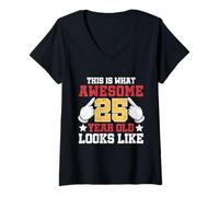 Women's This is What an Awesome 25 Year Old Looks Like 25th Birthday V-Neck T-Shirt