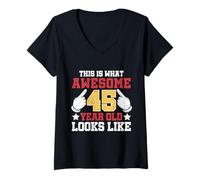 Women's This is What an Awesome 45 Year Old Looks Like 45th Birthday V-Neck T-Shirt