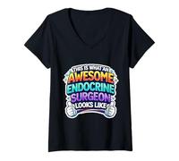 Women's This is What an Awesome Endocrine Surgeon Looks Like Funny V-Neck T-Shirt
