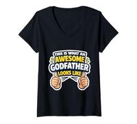 Women's This is What an Awesome Godfather Looks Like Baptism Funny V-Neck T-Shirt